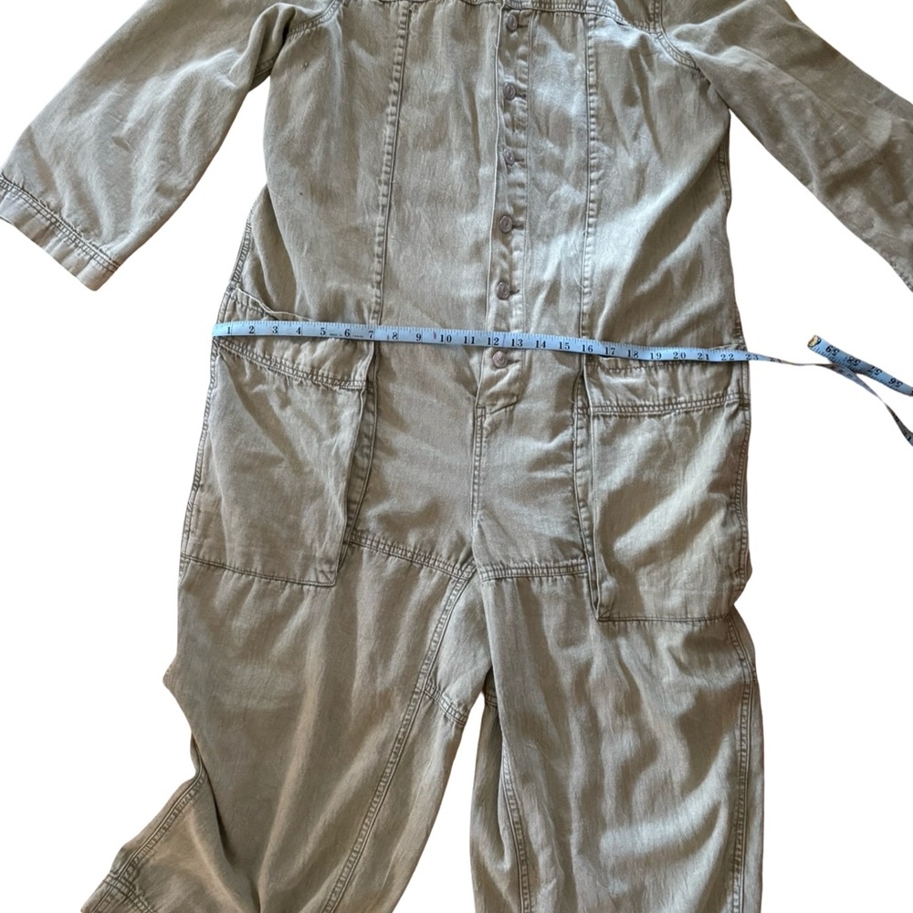 Free People Jumpsuit Olive Wash Denim Medium - Picture 8 of 11